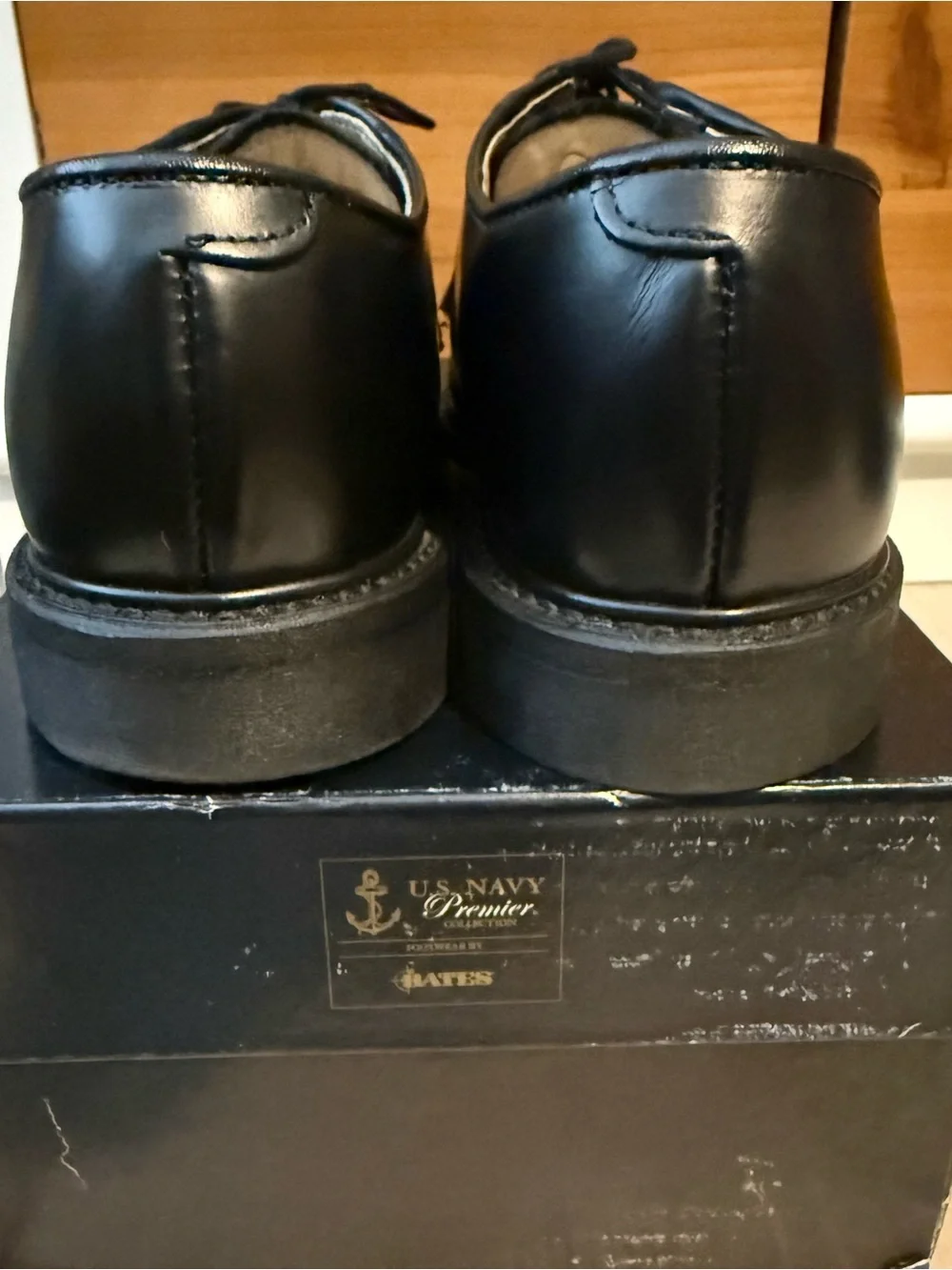 Bates Black U.S. Navy Premier Leather Lace-Up Oxfords